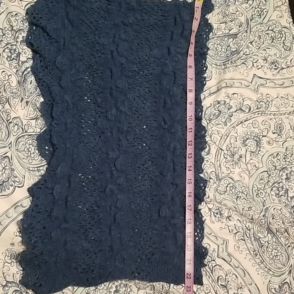 Crochet Blue Infinity Scarf - Picture 4 of 5